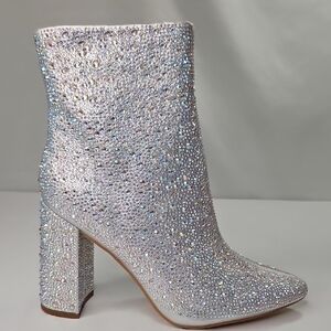 Lauren Lorraine Glittering Crystal Heeled Boots Womens' Sz 6.5 NWT